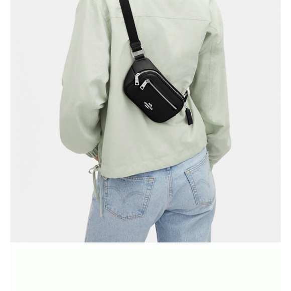 COACH Mini Belt Bag/Bifold Wallet Silver/Black•Refined pebble leather•2Pcs Set - Picture 2 of 8